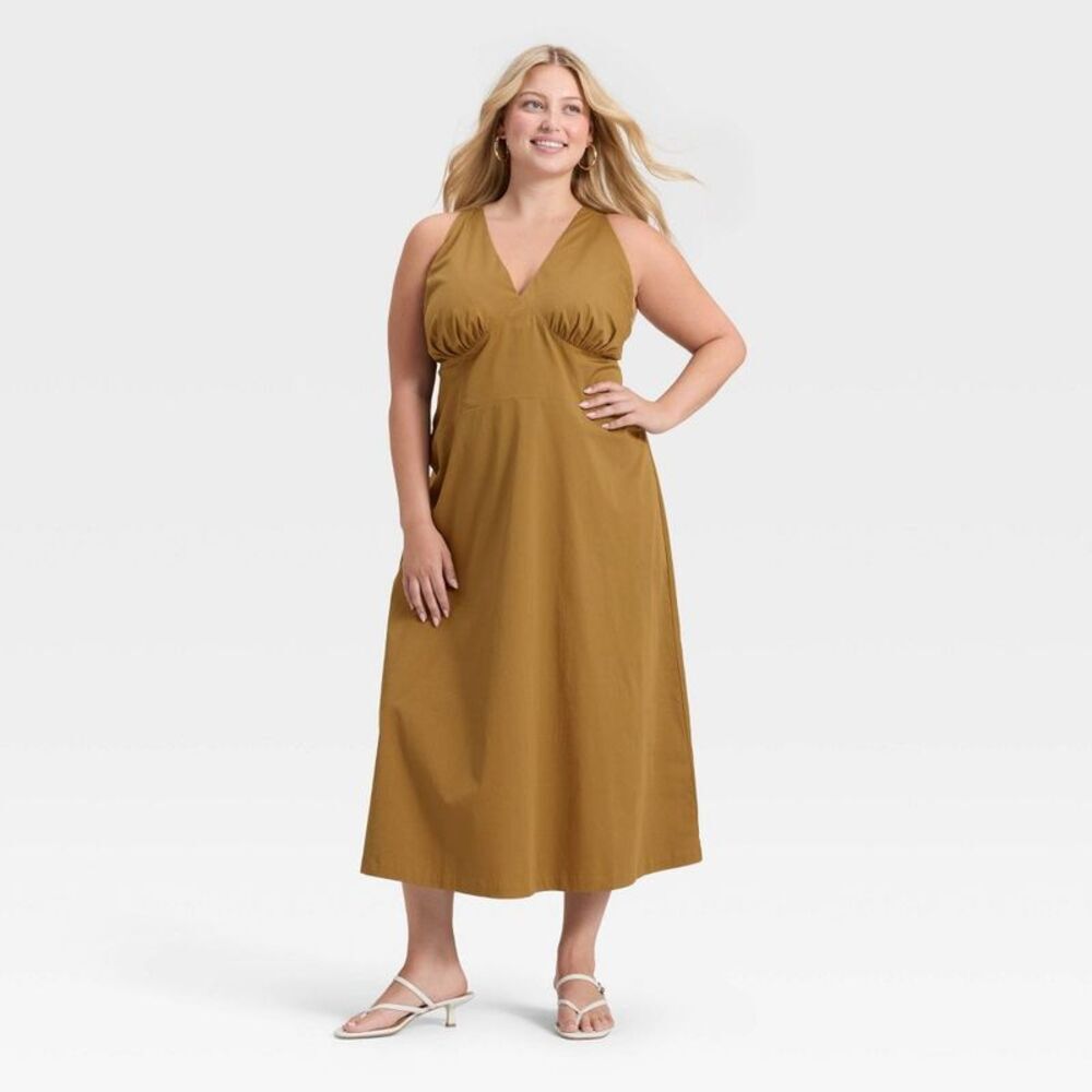 Women's Open Back Maxi Dress - A New Day Brown XXL